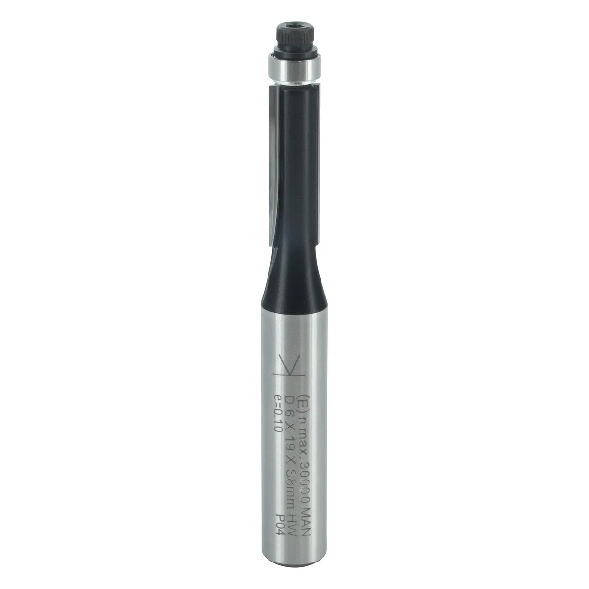 ENT 13579 Fraise à affleurer, Arbre (S) 8 mm, Diamètre (D) 6 mm, NL 19 mm, SL 32 mm, GL 64 mm, en carbure, avec roulement à billes