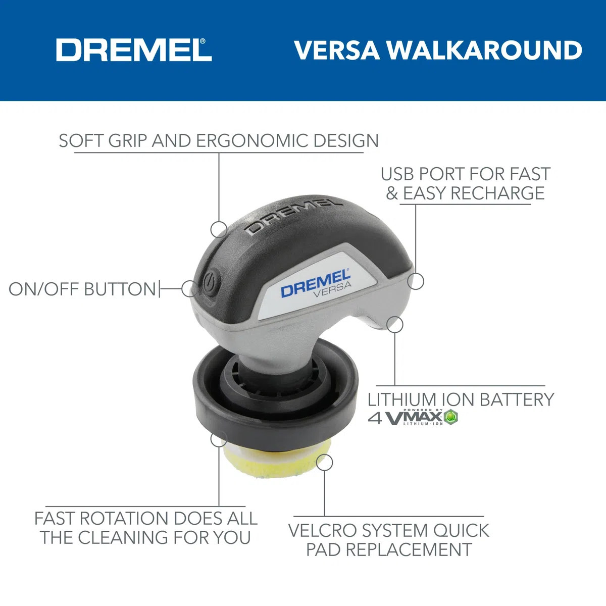 Dremel Versa Power Scrubber PC10-07 Kit d'outils de Nettoyage avec 5 éponges Scrub Daddy