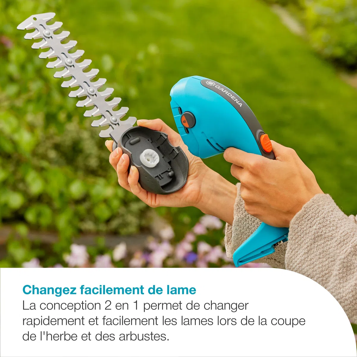 Gardena Kit Cisaille à Gazon + Lame Taille buissons PowerCut 18V / P4A sans Batterie: Lames tranchantes, Lames interchangeables, Légère, Stockage Vertical, sans Fil (14750-55)