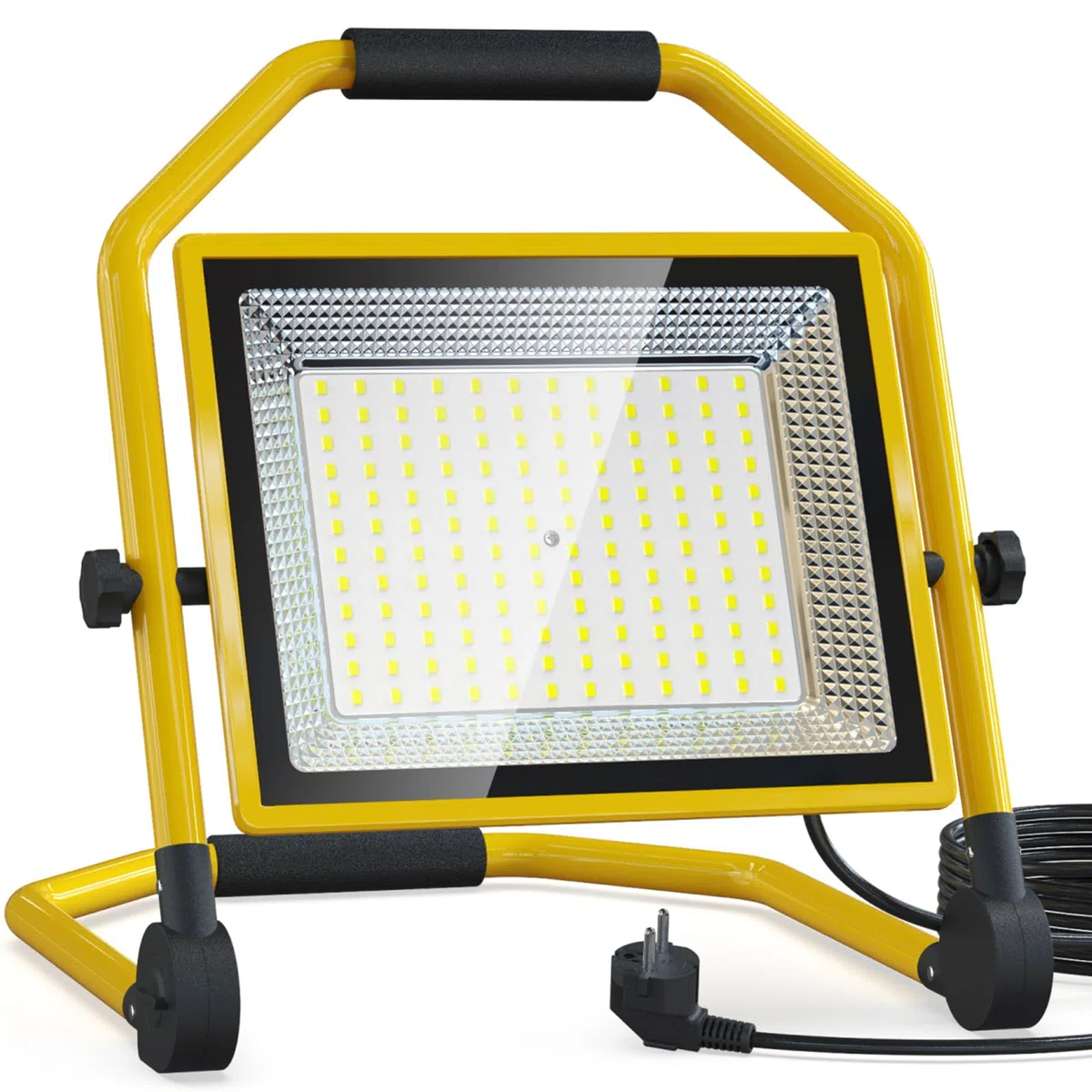 Projecteur de Chantier à LED 16500 Lumens, Câble 16FT, 6500k, étanche, Support Réglable Idéal pour les Ateliers Intérieurs et Extérieurs, les Garages et les Chantiers de Construction (150W)