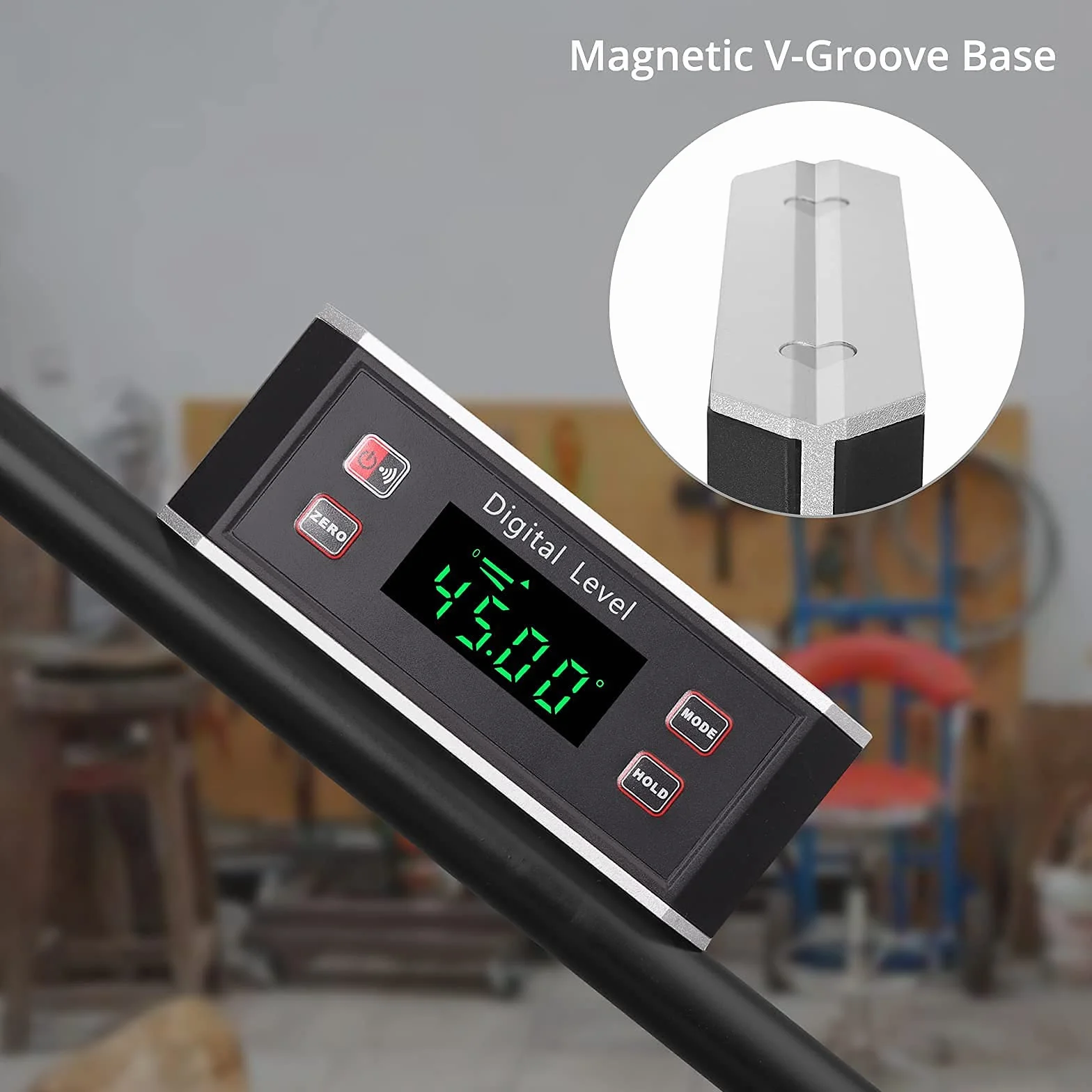 Inclinomètre Numérique Magnétique XUNTOP Rapporteur d'Angle Numérique en Aluminium avec Alarme Sonore Lecture Automatique Jauge d'Angle Numérique Affichage Rétroéclairé Étanche IP65