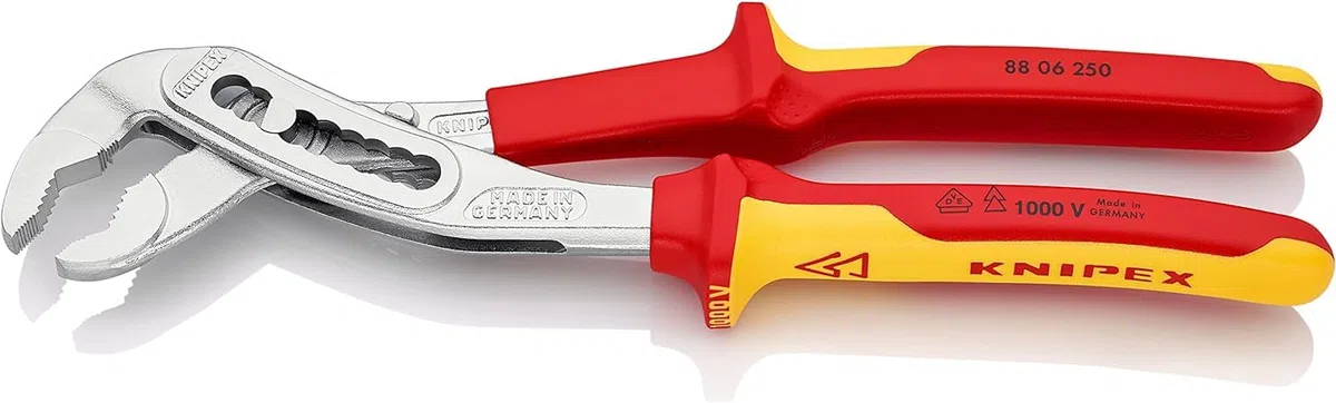 KNIPEX Alligator Pince multiprise sur carte LS chromée isolées par gaines bi-matière, certifiées VDE 250 mm, 88 06 250 SB