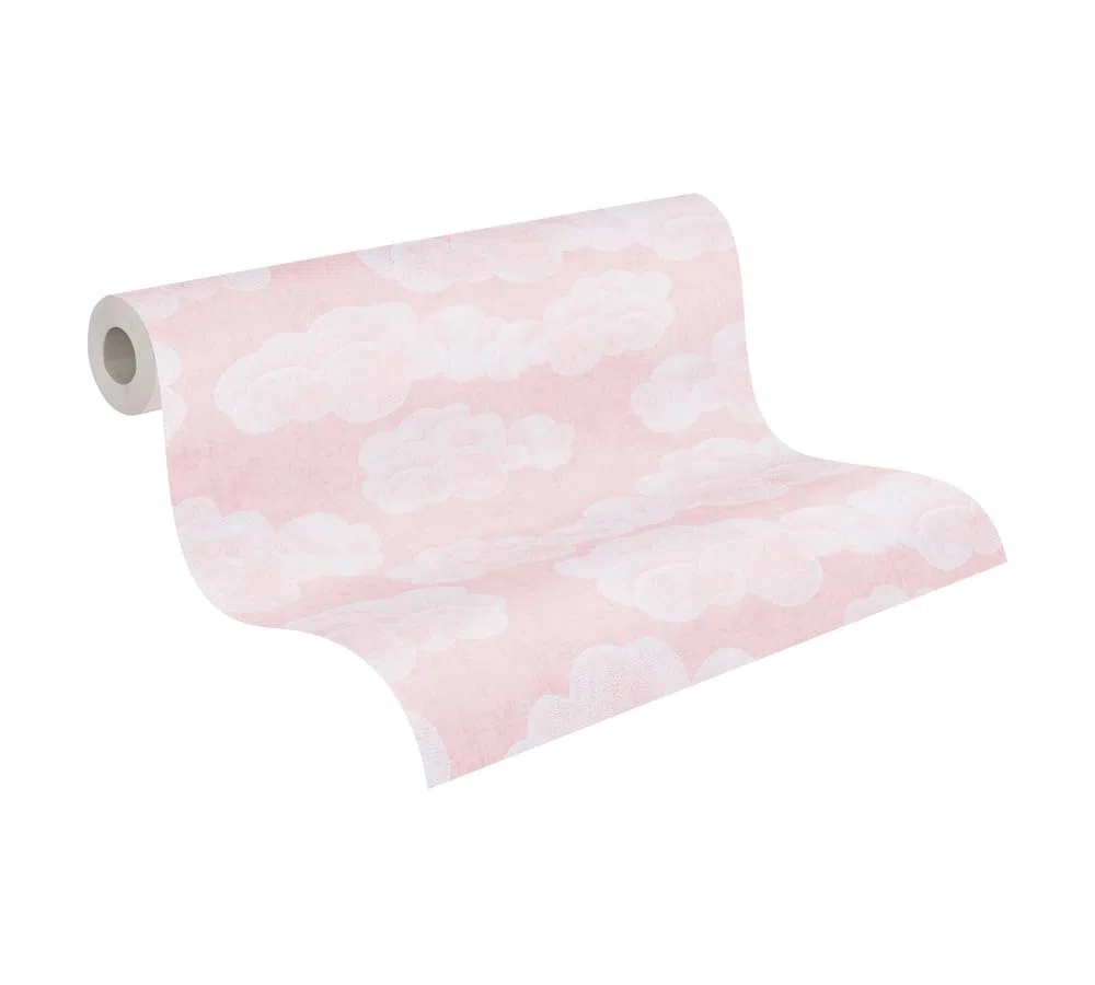 A.S. Création papier peint intissé à motif pour enfants en rosé, blanc – papier peint nuages 10,05 x 0,53 m – 771432