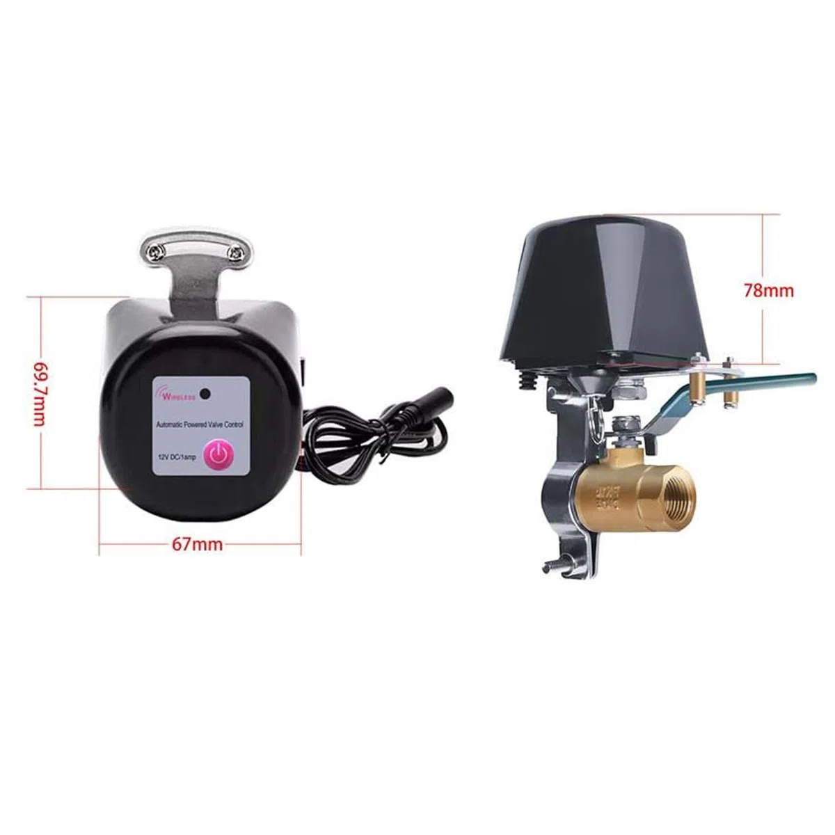 Valve d'eau/gaz compatible avec Alexa/Google Assistant, Wi-Fi télécommande, vanne de contrôle automatisation pour régulateur d'eau gaz, poignée de valve 4 points 1/2
