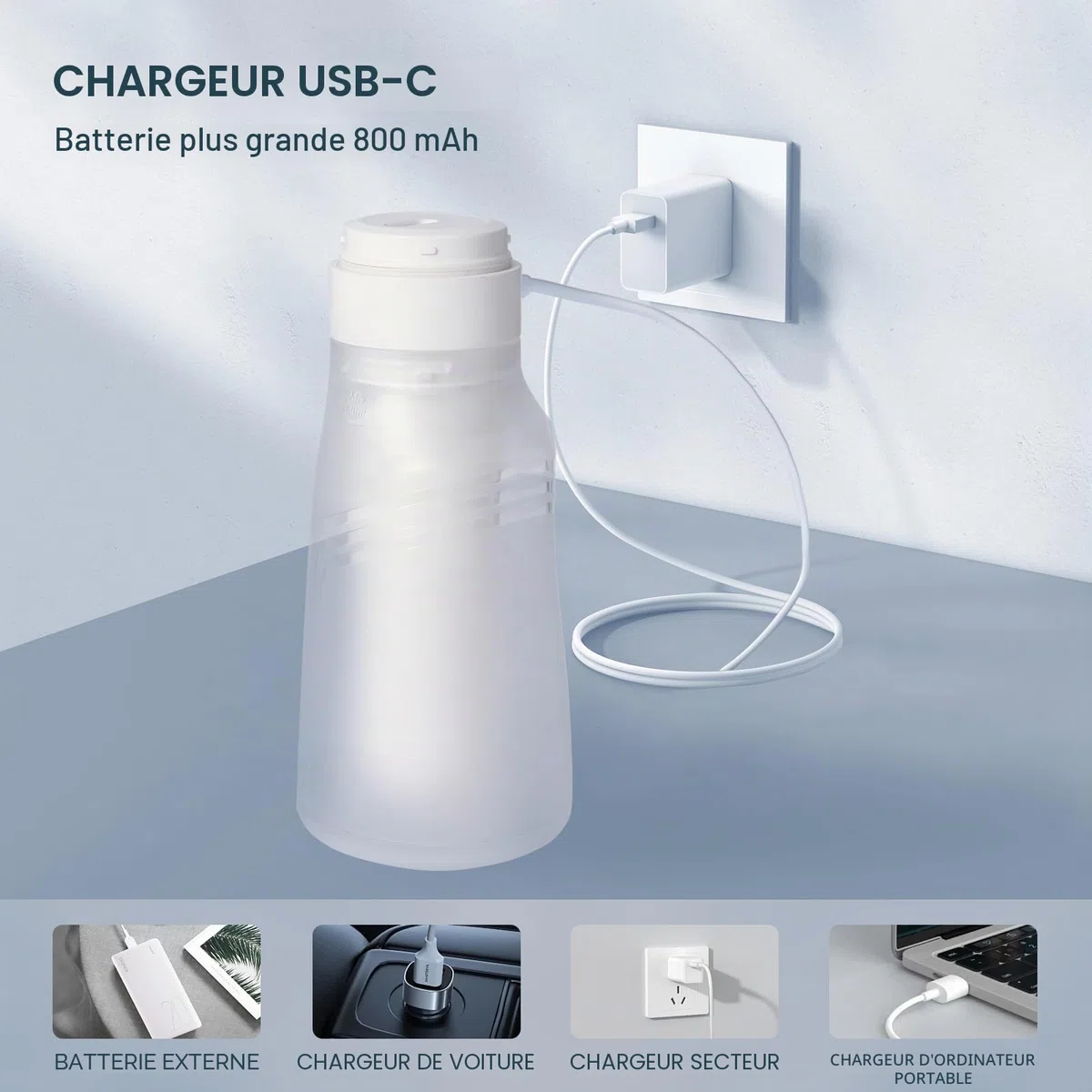 Bidet portable pour voyage – USB-C rechargeable, 3 modes, 400 ml, pulvérisateur étanche + 2 buses – Bidet portable pour bébé, bidet pour homme, bidet de voyage pour femme
