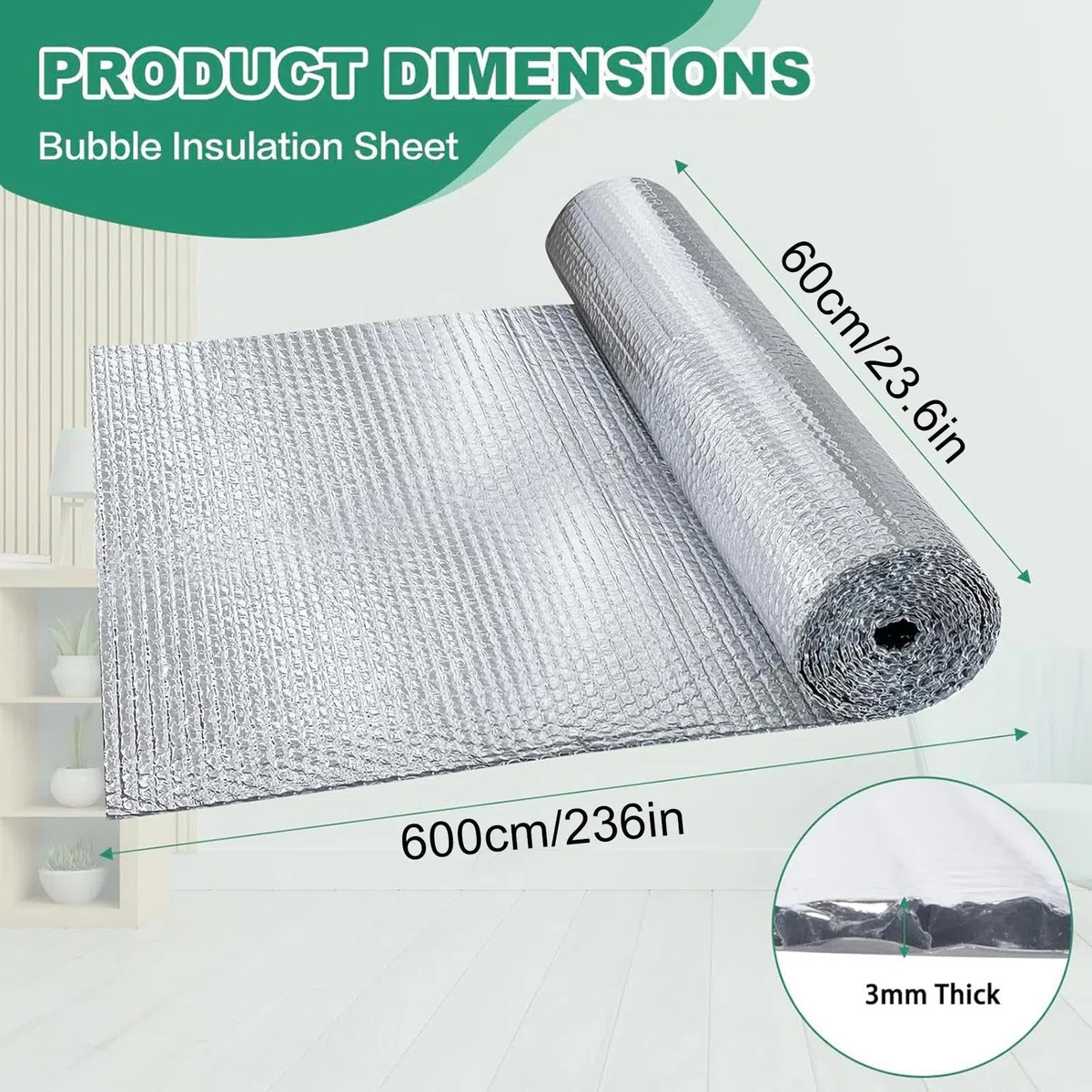 Rouleau d'isolation réfléchissant – Feuille d'isolation thermique double face, feuille d'aluminium pour camping-car, porte de garage, camion, berline automobile