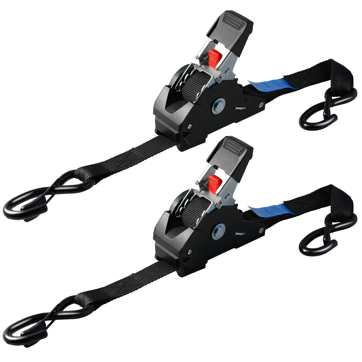 TLGREEN Lot de 2 Sangles à cliquet Automatique, 3m x 25mm, 748 KG de résistance à la Rupture, Sangles d'arrimage rétractables avec Crochets en S, pour camions, remorques, Motos, vélos et Plus Encore