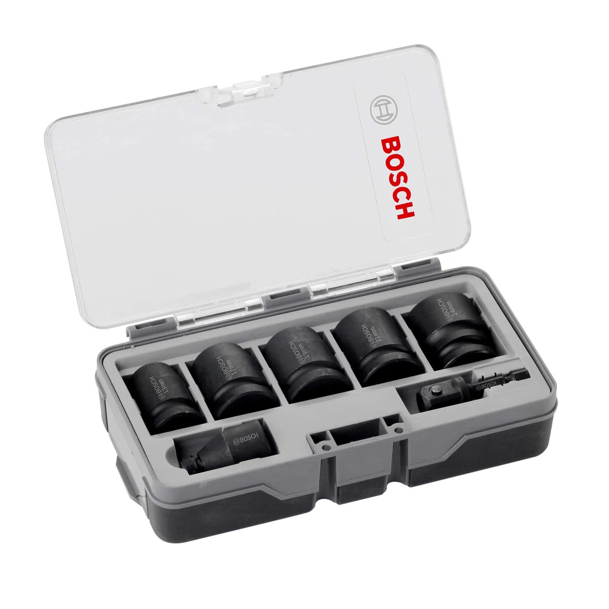 Bosch Accessories 2608551029 Assortiment de douilles adaptables impact control 7 pièces surplat 13/surplat 17/surplat 19/surplat 21/surplat 24/40 mm/2 adaptateurs Noir