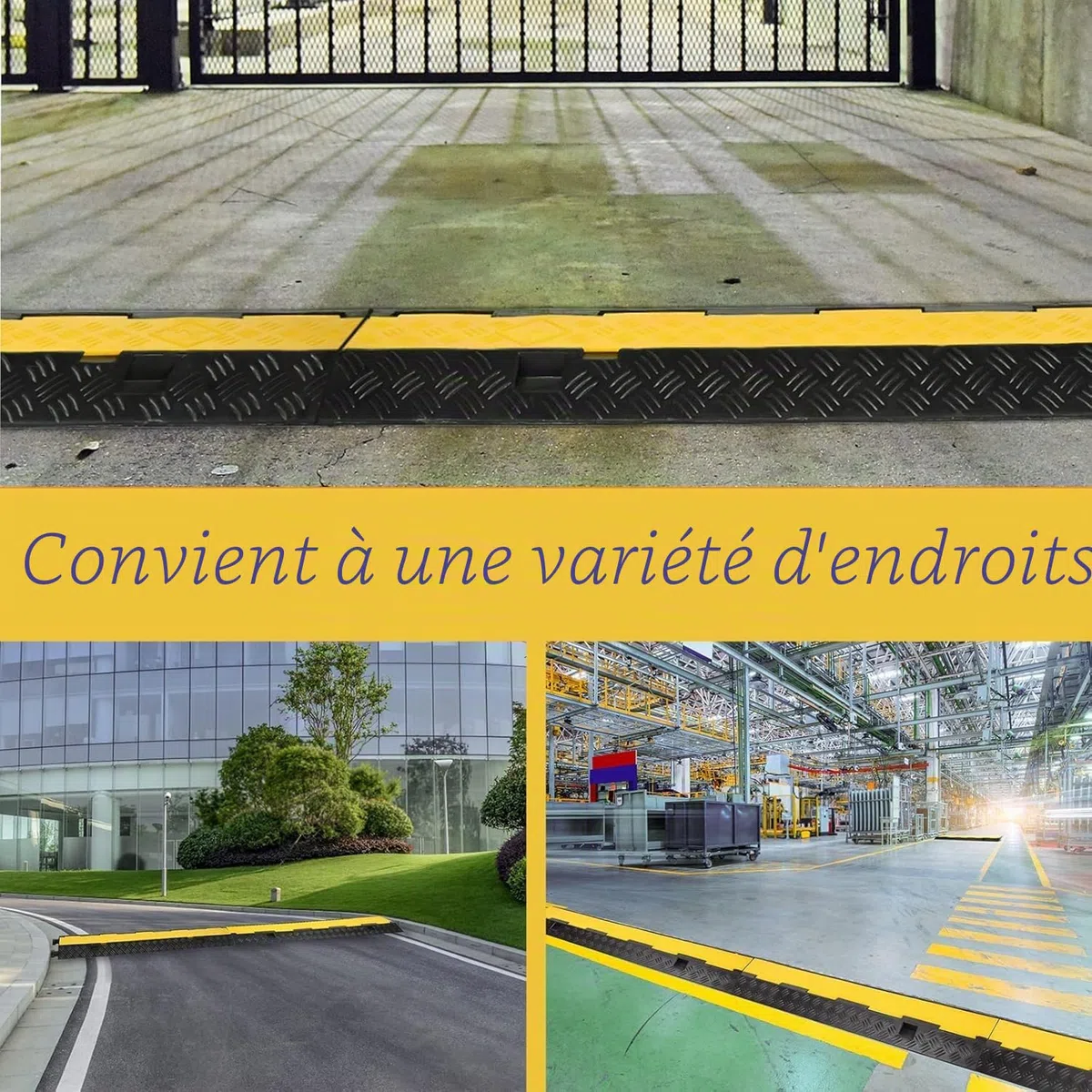 FIVMEN Lot de 2 goulottes de câbles en caoutchouc - 100 x 24 x 5 cm - Protection contre les surcharges pour câbles avec design modulaire - Pour l'extérieur, le bureau, l'atelier, l'entrepôt