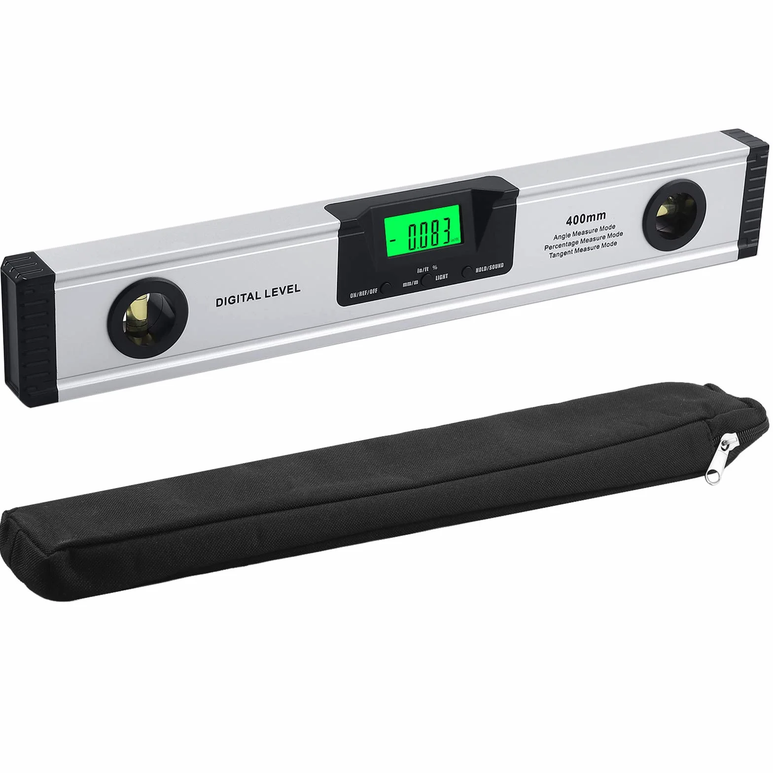 Neoteck 400mm/16inch Niveau à Bulle Numérique avec Indicateur Audio Numérique Spirit Level-Finder Angle en Alliage d'Aluminium avec Base Magnétique Outils de Mesure Angle Jauge Grand Écran LED Clair