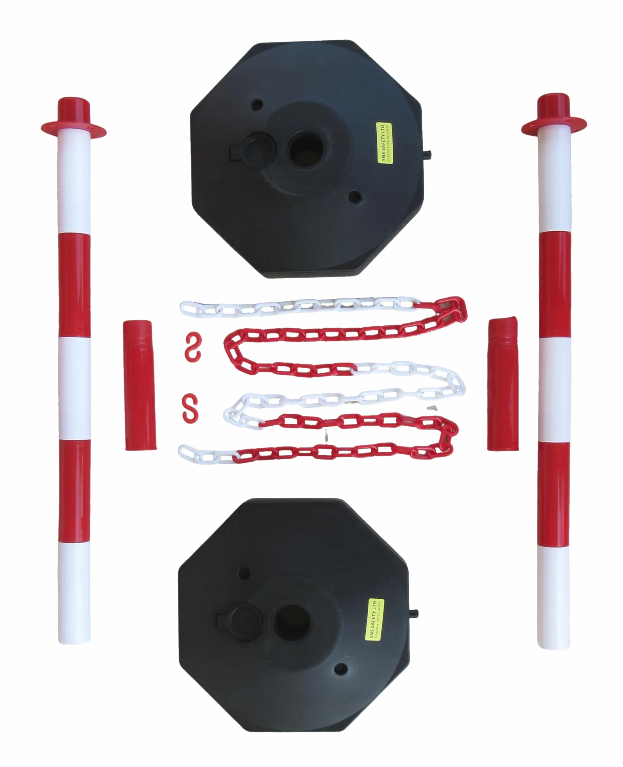 GC2-CH2.5 Paire de Poteaux en Plastique avec Chaîne en Plastique de 2,5 m (Rouge Blanc, 2,5 m)