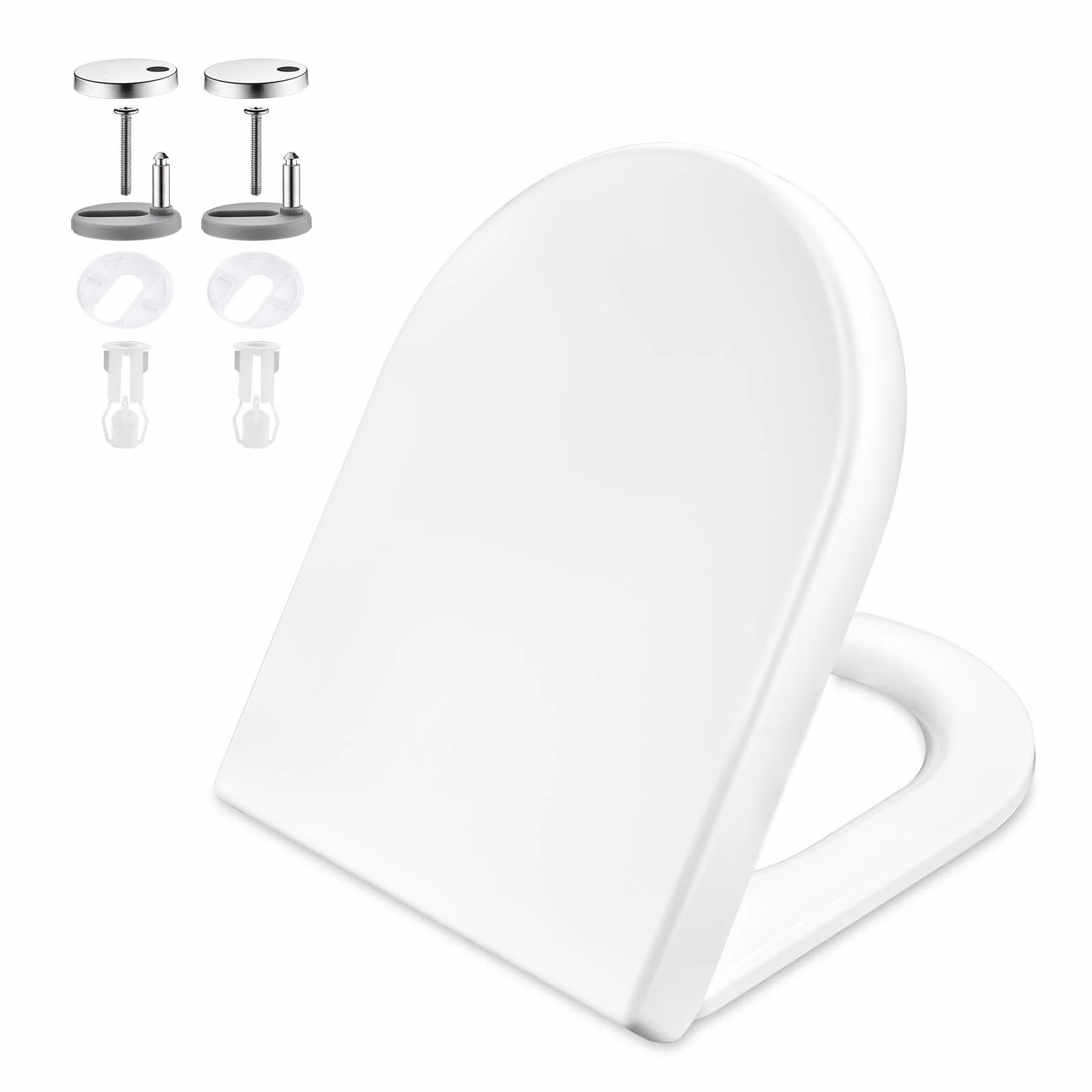 GRIFEMA G951 Abattant WC Premium - Résine UF Antibactérien et Inrayable - Ne Jaunit Pas - Finition Céramique - Fermeture Silencieuse - Dégagement Rapide Nettoyage Facile - Forme D[Exclusivité Amazon]
