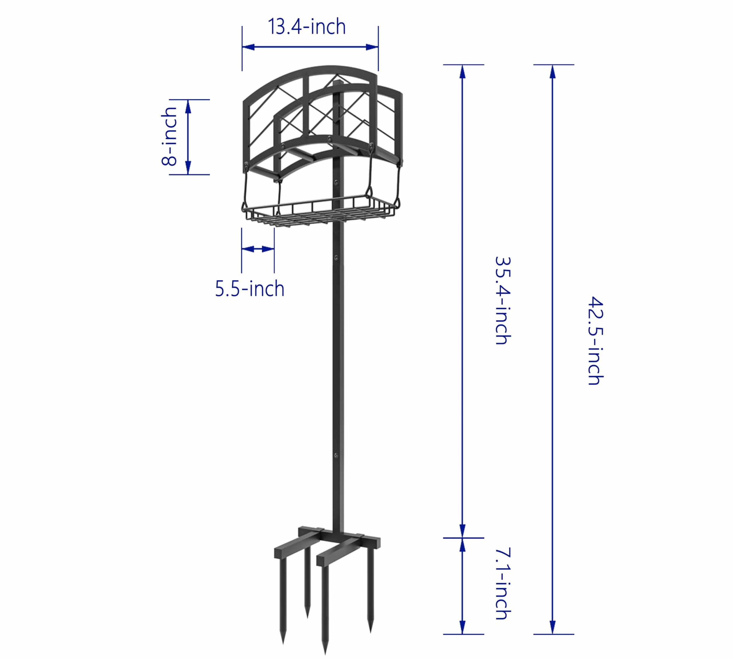 Kingson Support tuyau arrosage portable, panier rangement, acier noir robuste, contient tuyau 45m, design amovible outils