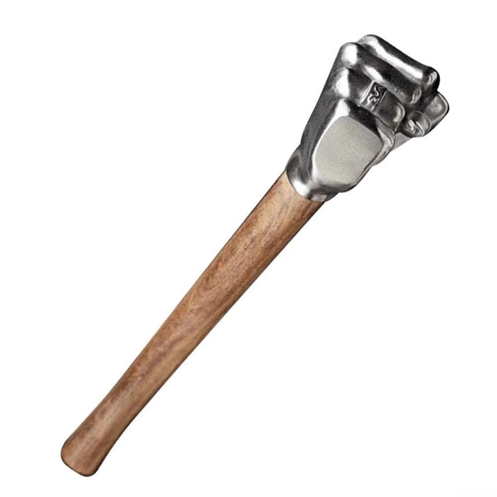 Marteau de poing décoratif en acier inoxydable avec poignée en bois antidérapante, outils à main, outil de quincaillerie pour les tâches légères (marteau de poing)
