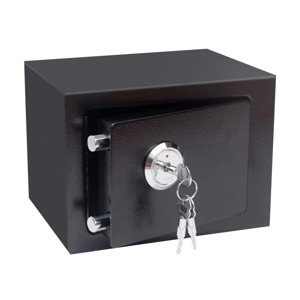 Coffre-fort mural en acier - 17 x 23 x 17 cm - Avec serrure à clé et 2 clés pour argent liquide et bijoux