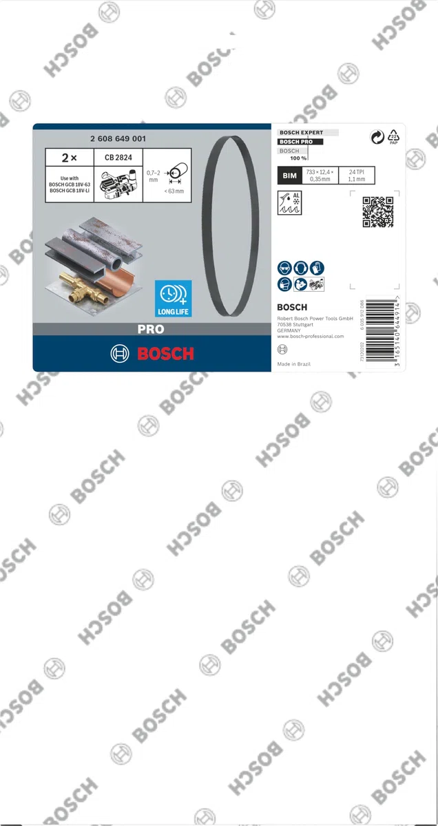 Bosch Accessories Lame de Scie à Ruban pour GCB 18 V-LI Professional, 24 TPI, Lot de 2, Grey