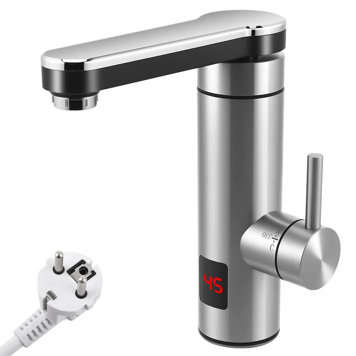 Robinet Chauffant Instantané Électrique 3300W, Robinet Chauffe-Eau avec Affichage LED Température, IPX4 Étanche pour Cuisine, Installation Facile (Alimentation 220V-240V)