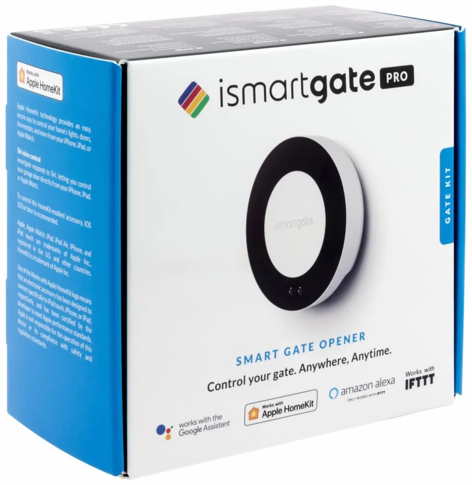 ismartgate Pro gate: périphérique Wi-FI permettant de contrôler et surveiller Jusqu’à Trois portails à Distance. Compatible avec Apple HomeKit (Siri), Google Assistant, Amazon Echo (Alexa) et iFTTT.