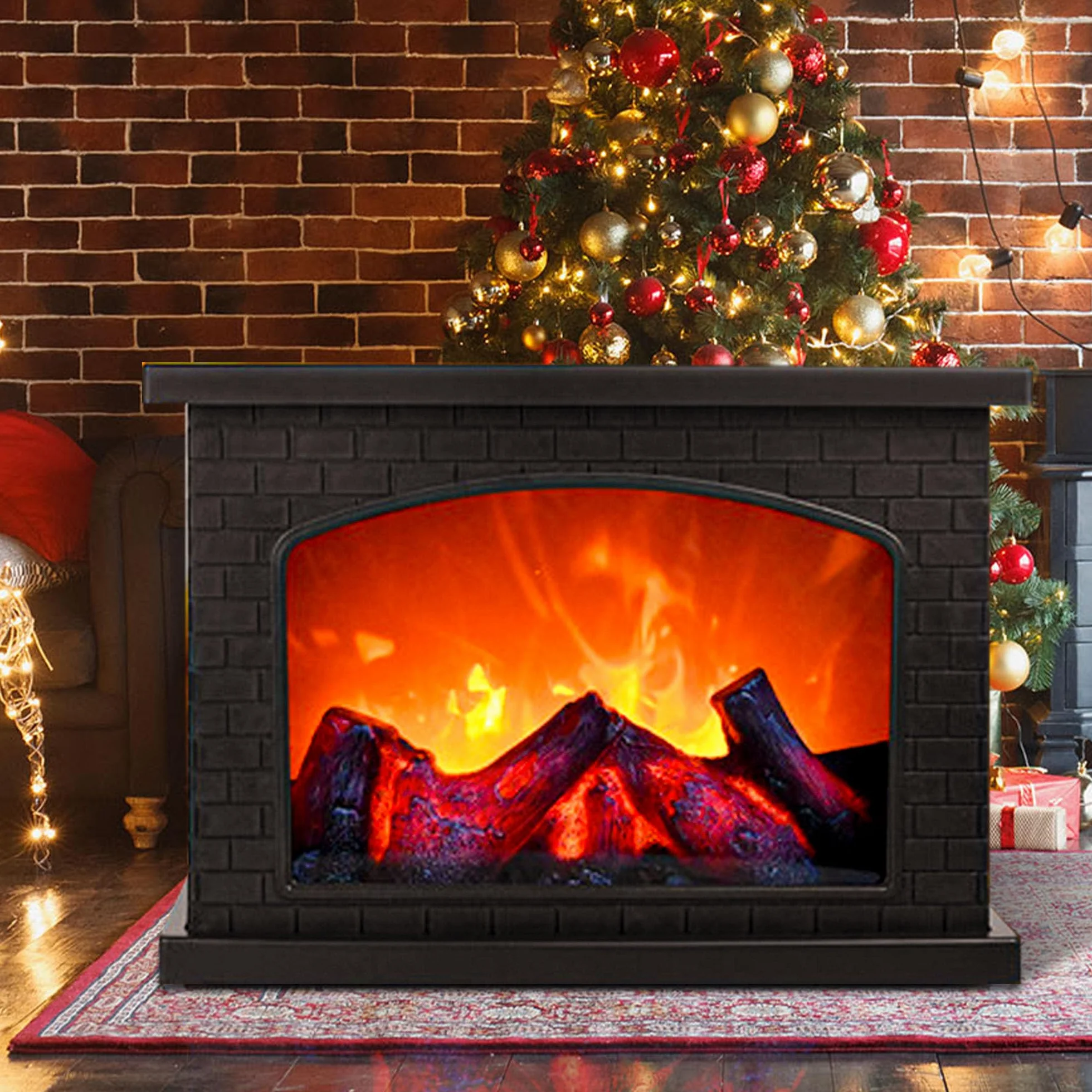 Cheminée LED, Cheminée avec commande tactile, Cheminées électriques avec effet flammes, Cheminée de table de simulation de feu de cheminée USB et alimentée par batterie, Ornement pour la maison