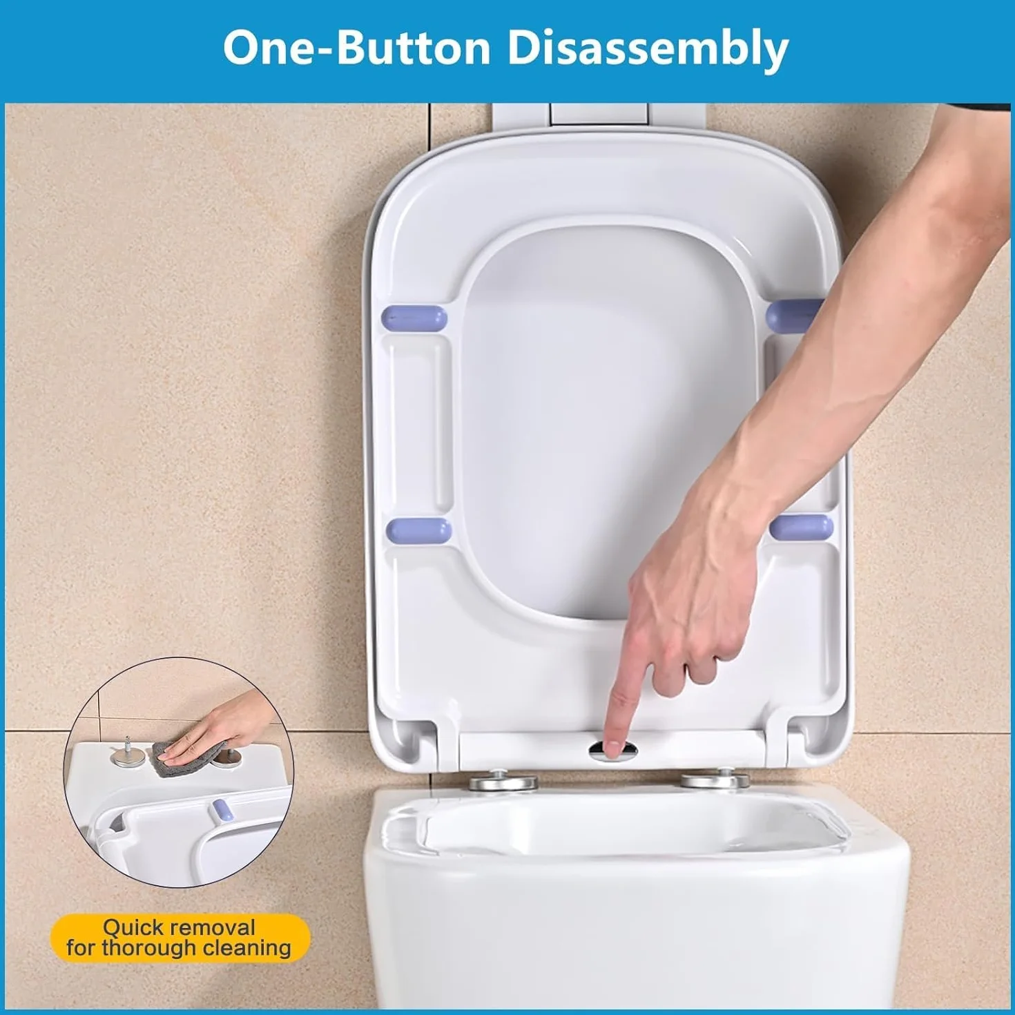 Abattant WC Forme carrée, YEAUPE PRO Cuvette Toilette avec Frein de Chute, Lunette WC Blanche, siège de toilette universel de forme carrée, testée jusqu'à 150kg,42,2 * 36,2 * 4,4CM