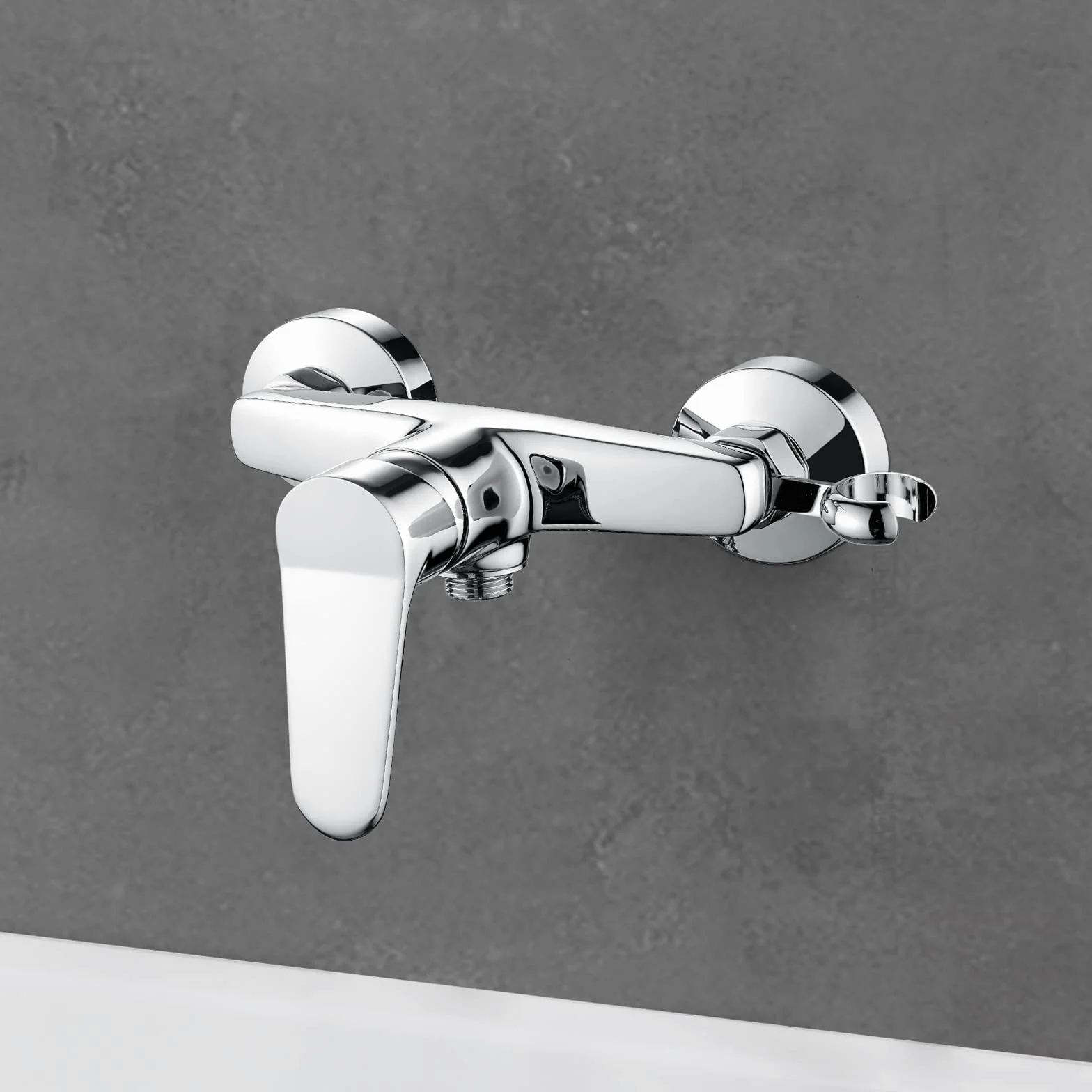 Ibergrif M12059-1 Mitigeur monocommande Douche, Robinet Douche Universel Filetage G1/2, Mitigeur de Douche Mural avec Support de Douche, Laiton, Chromé