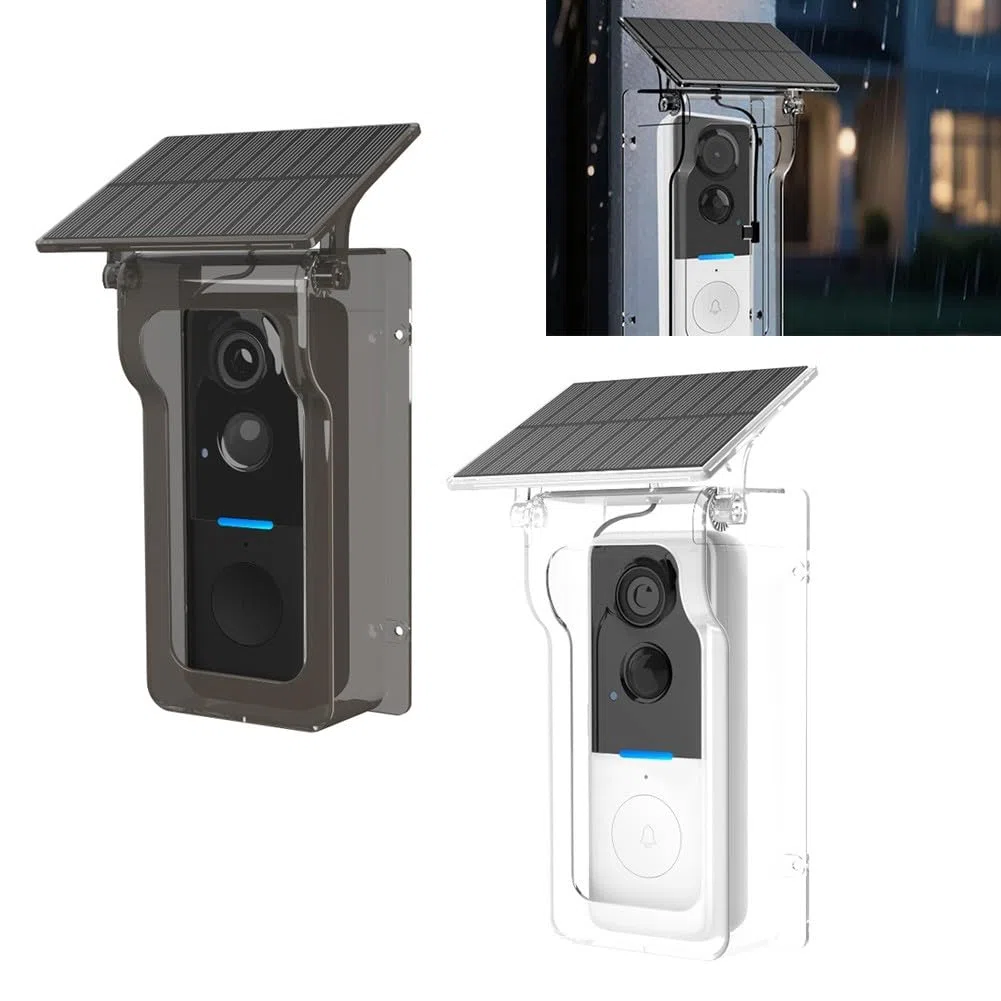 Whychstore Caméra de Sonnette Sans Fil avec Couverture Solaire, Vidéo 1080P, Interphone avec Vision Nocturne et Détection de Mouvement PIR, Sécurité Intelligente pour la Maison IP65 Étanche pour Tuya