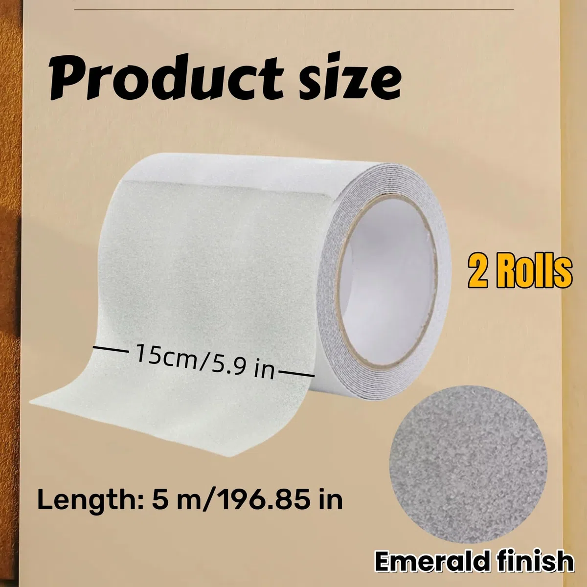 2 Pièces Bande Antidérapante Adhésive Transparent 15 cm x 5 m, Griptape Antidérapante Escaliers, Ruban Autocollant Anti-dérapante, Ruban Autocollant pour Intérieur et Extérieur, Escaliers, Marches