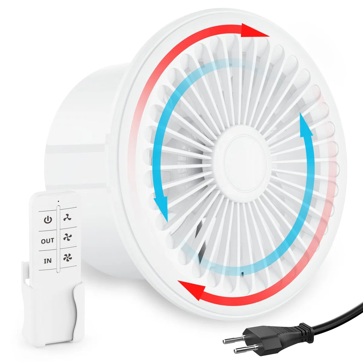 HG Power Extracteur d'Air 200mm Réversible, Télécommande 3 Vitesses Ventilation, Silencieux Ventilateur avec Fonction Mémoire pour Salle de Bain Cuisine Garage Cave