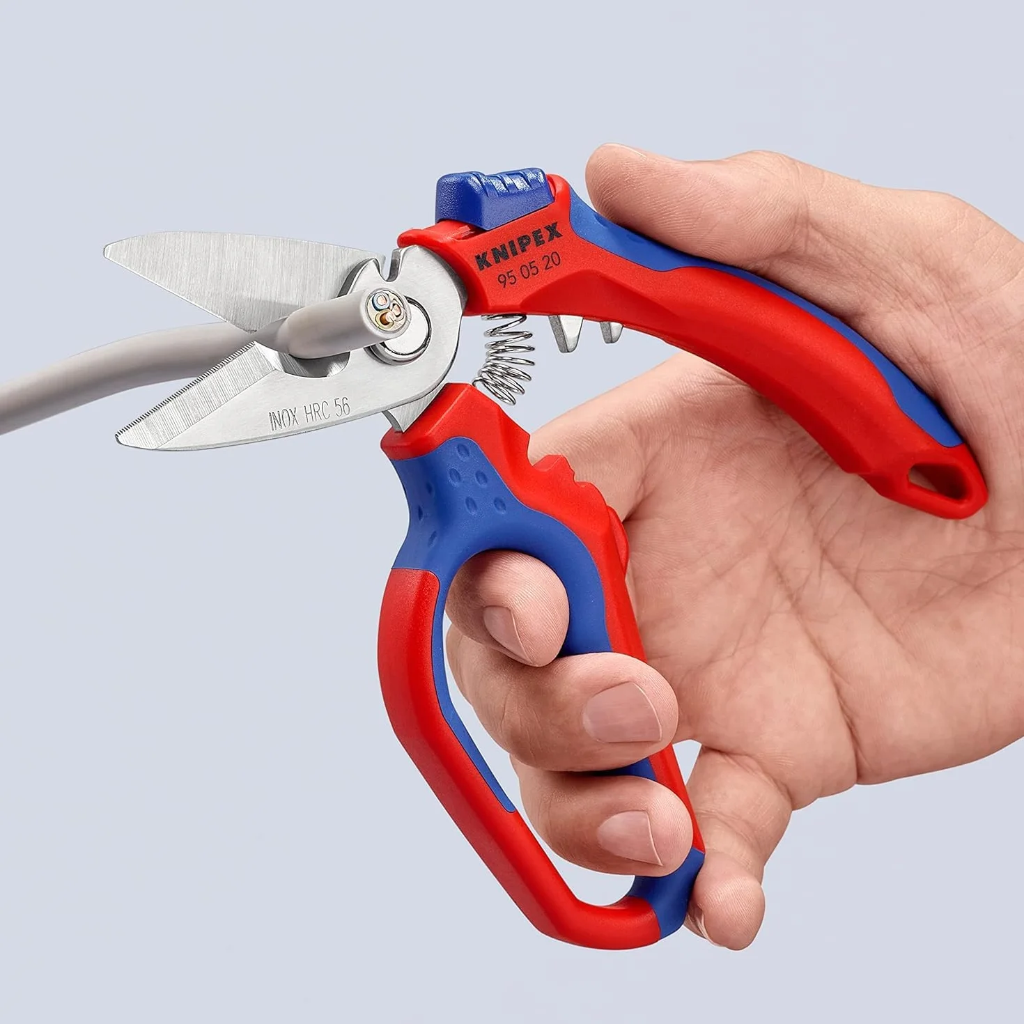 Knipex Ciseaux d'électricien coudés polie miroir avec gaines bi-matière, renforcées de fibres de verre 180 mm, 95 05 20 SB