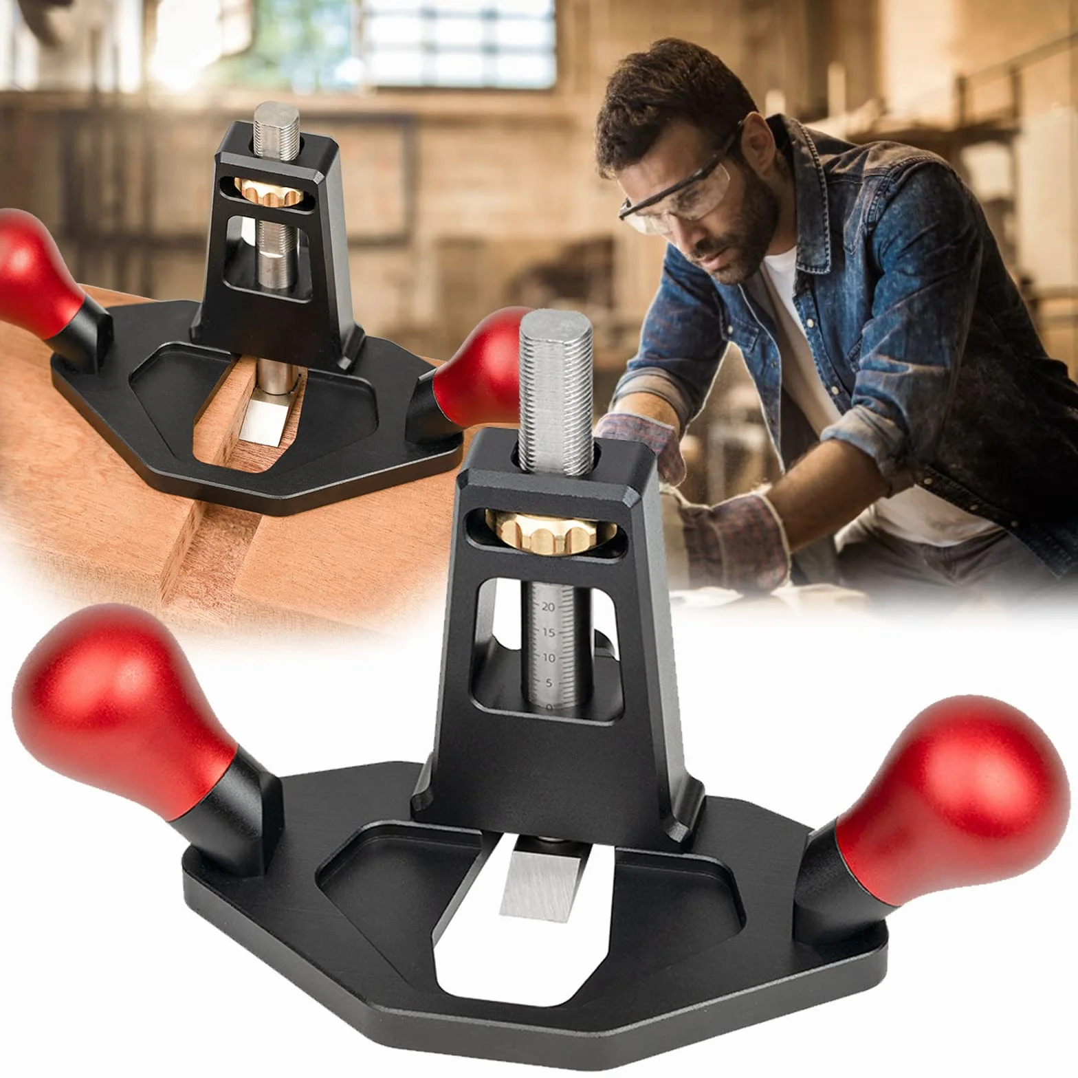 Rabot à Main, Routeur à Main Hobe Router Avion Routeur Avion Outil de Travail du Bois Rabot à Main Portable avec Acier Inoxydable de Haute Qualité pour Bois Profondeur Réglable