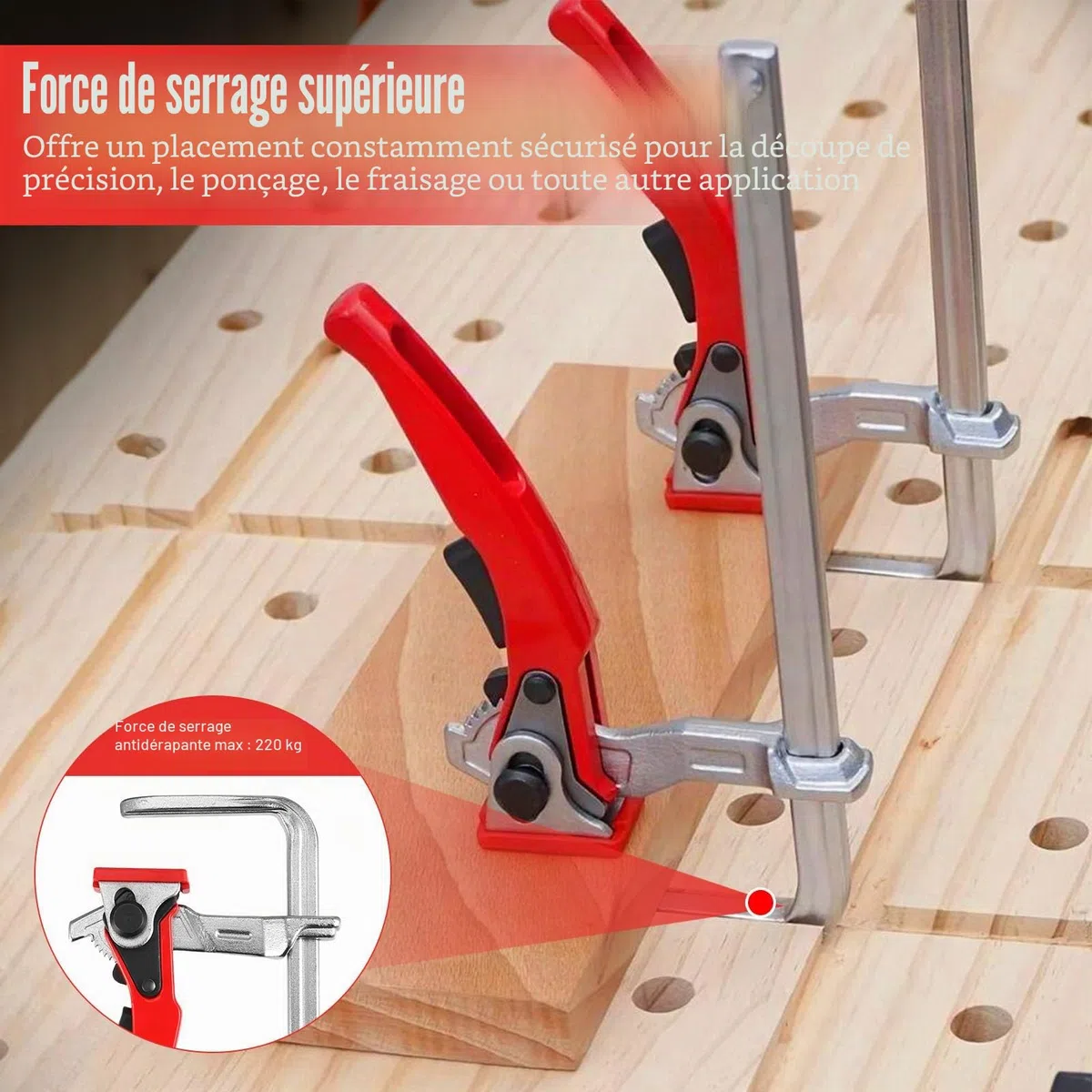 2 Pièces Serre Joint, Serre Joint Rail de Guidage Menuisier avec Capacité de 160mm et Profondeur de Gorge de 60mm Pince de Serrage à Dégagement Rapide Ponçage Meulage et Coupe