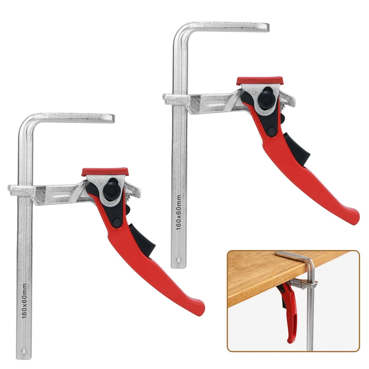 Deux PièCes Serre Joint Menuisier, Tout En Acier Serre Joint Rapide, Avec PoignéE à Levier, Pour Le Meulage, à Une Main Pour Table Multifonctions, Compatible Avec Table De Travail Et CNC