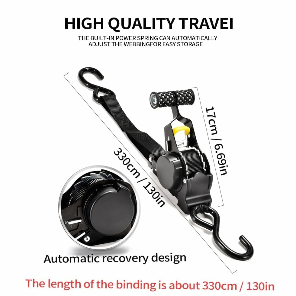 2 Pièces Sangle Arrimage Moto a Cliquet Automatique, Sangle Guidon Voiture Moto, Sangles à Cliquer, Protection Maximale pour Voiture, Camion, Moto