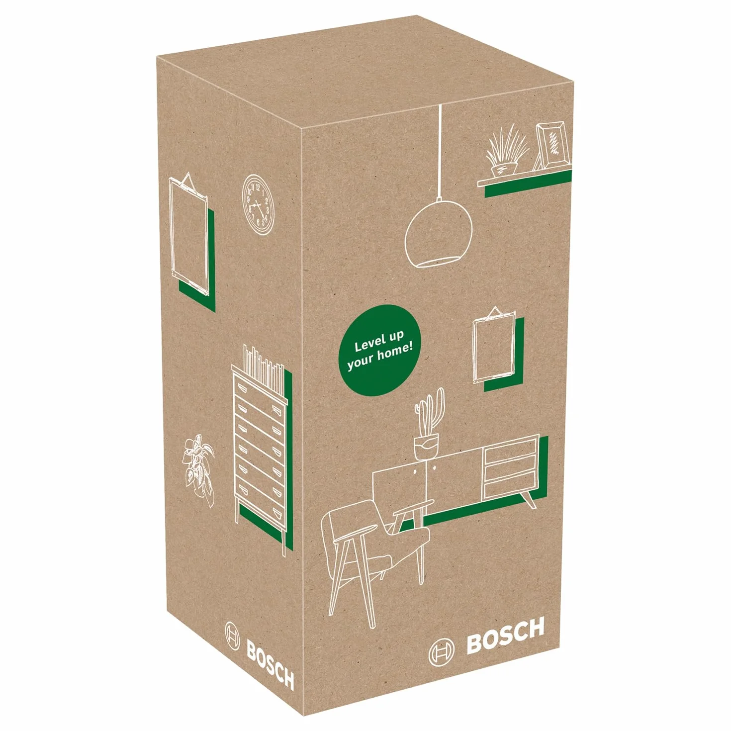 Bosch Niveau laser à bulle EasyLevel avec support mural (ligne laser pour un alignement flexible sur les murs et point laser pour un transfert de hauteur facile, dans boîte carton pour e-commerce)