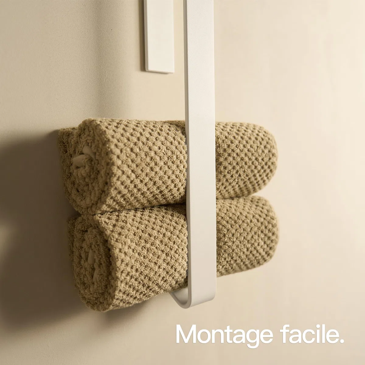 Design Hambourg Porte-Serviettes pour invités | Blanc | adhésif | Porte-serviettes compact et auto-adhésif | Garde les serviettes rangées et à portée de main