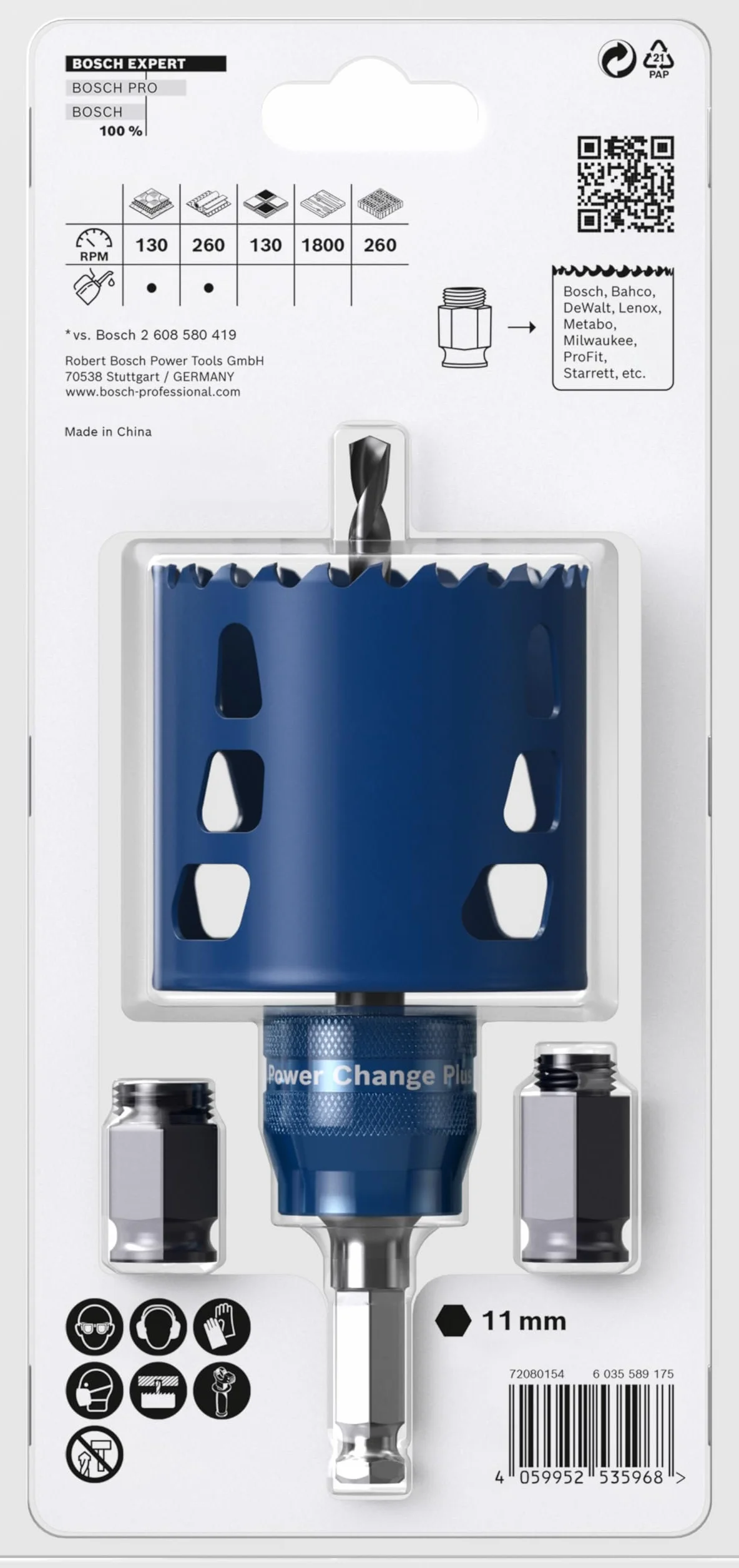 Bosch 1x Kit de démarrage pour scie trépan EXPERT Tough Material (pour Bois avec métal, Brique, Ø 68 mm, Professional Accessoire Perceuse/Visseuse à percussion, Visseuse)