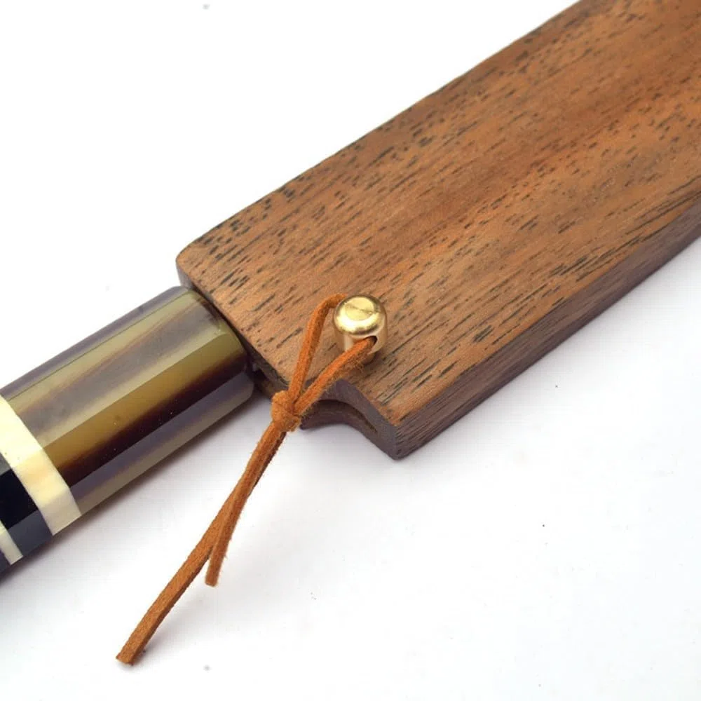 Étui en Bois de Noyer Noir Fait à la Main pour Couteau Japonais Sashimi Couvercle en Bois Avec épingle en Laiton Étui pour Couteau de Chef Protecteur (Yanagiba Sujihiki 270MM)