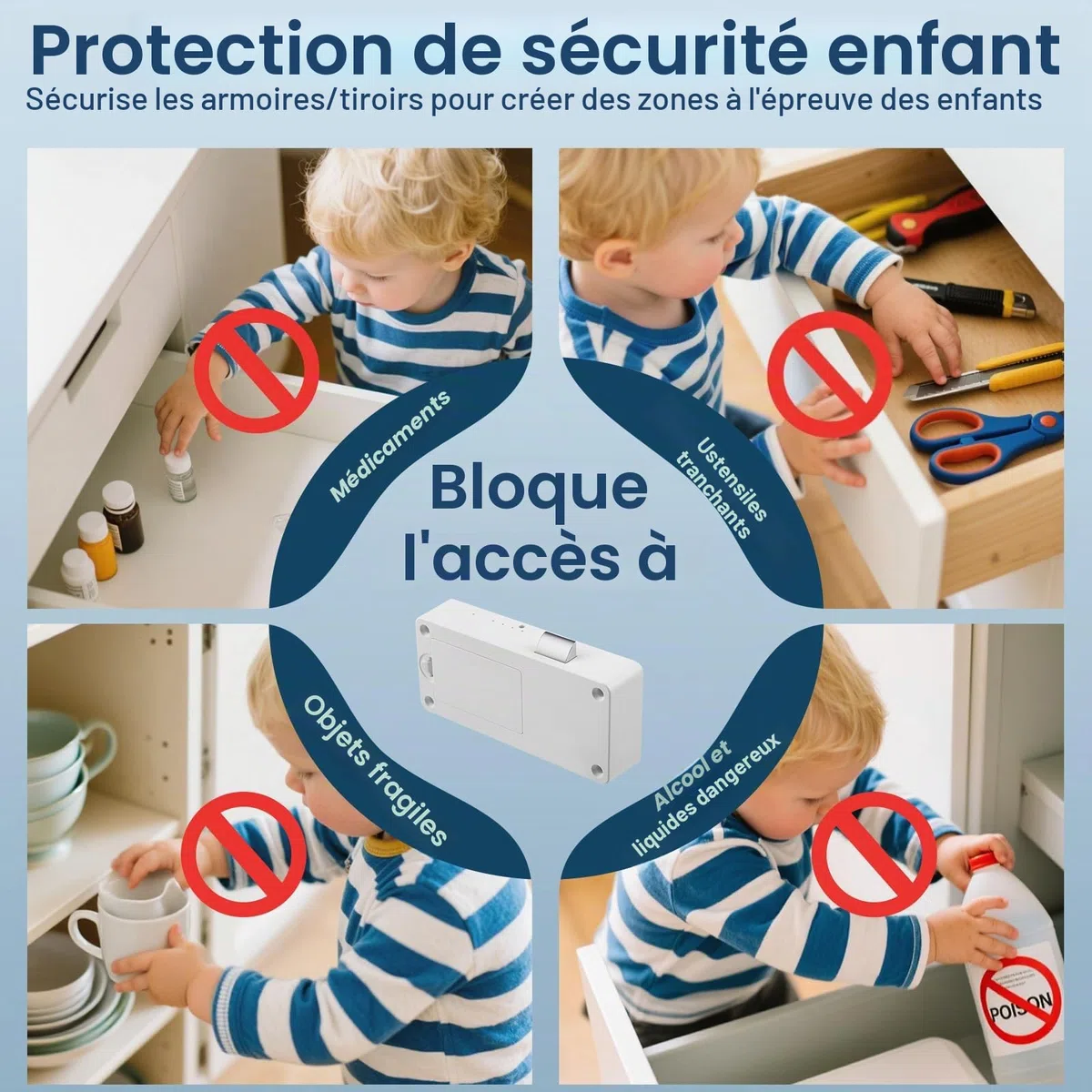 Serrure Connectée, Serrure RFID Bluetooth Serrure de Tiroir Électronique Serrure d'Armoire Intelligente NFC Sécurité Enfant Cachée