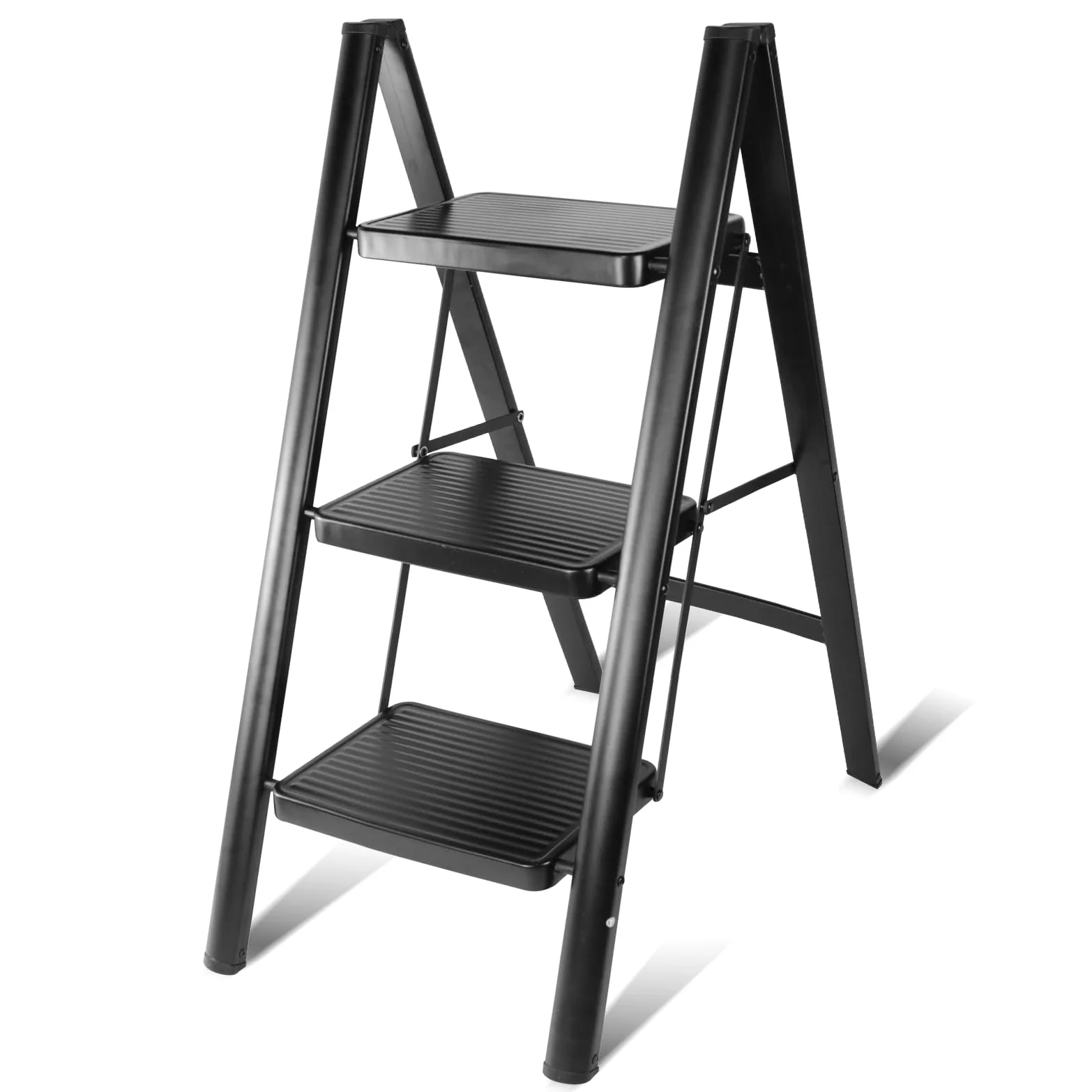 Escabeau 3 Marches Pliable, Grandes Marches, Petite Échelle Domestique pour La Cuisine 3 Marches, Facile à Utiliser, Capacité Charge 150kg