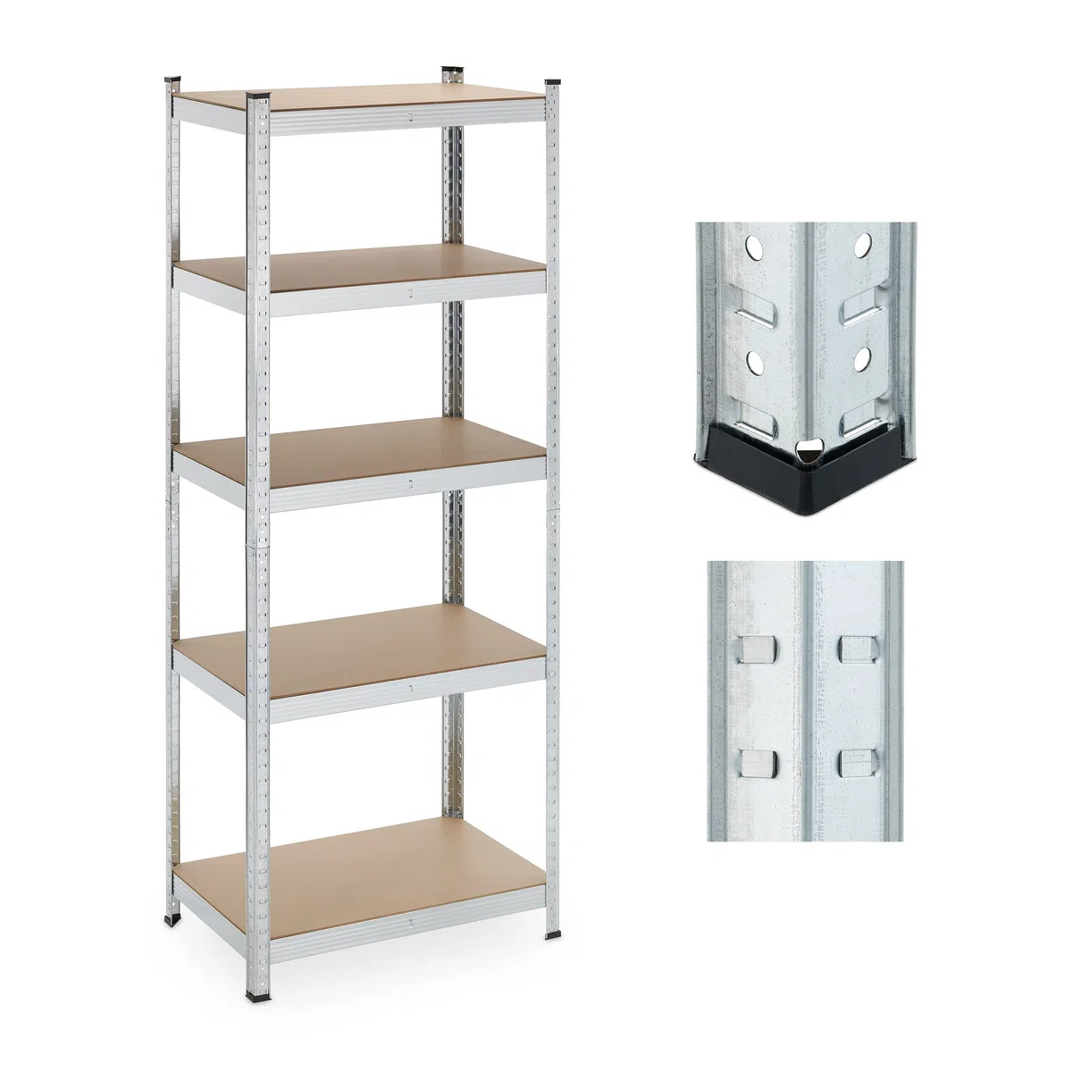 Relaxdays Étagère Charge Lourde, 5 Niveaux, HxLxP: 180x70x45 cm, supporte Jusqu’à 500 kg, Acier, Cave & Garage, argenté