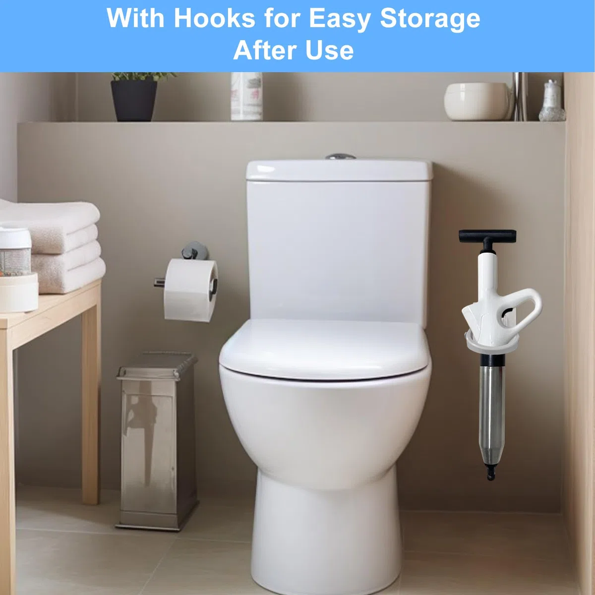 Nettoyeur de tuyaux avec indicateur de pression atmosphérique | 4 ventouses | Déboucheur de tuyaux d'air comprimé pour lavabo, toilettes, salle de bain, douche, cuisine