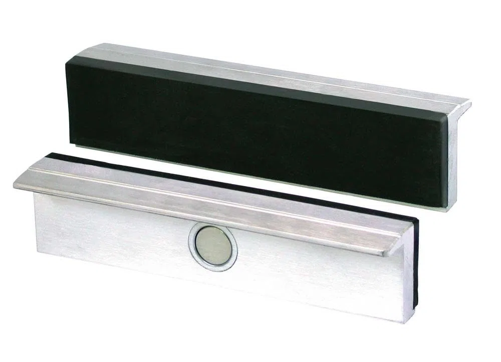 Heuer Mâchoires d'étau (mâchoires de protection à angle droit, parallèle, aimants spéciaux intégrés, compatible avec étau 180 mm ; matériau : aluminium, caoutchouc) 112180