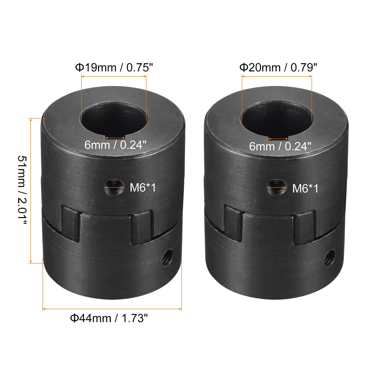 sourcing map Flexible Accouplement Arbre 19mm à 20mm 51mm x 44mm Moteur Coupleur Joint