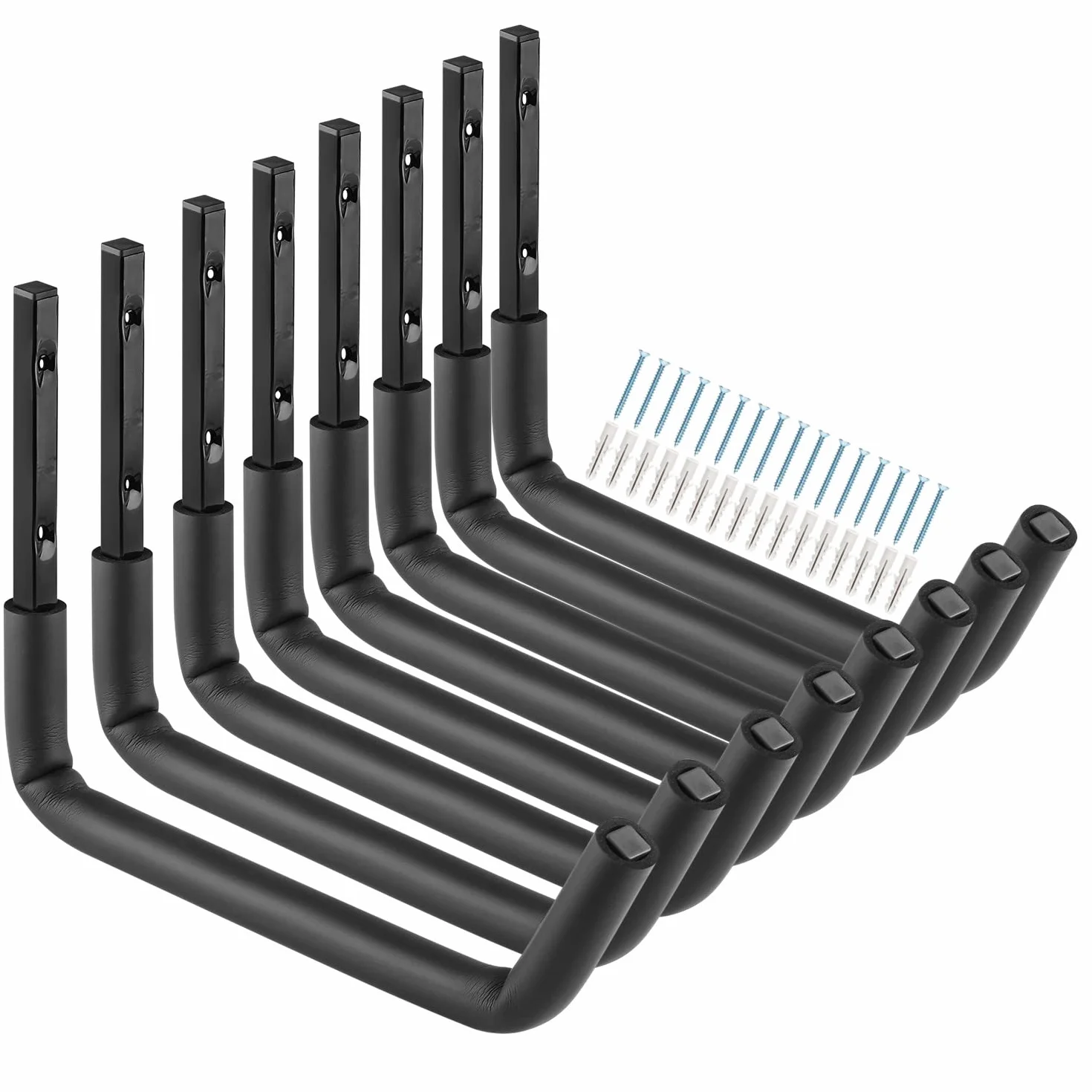 Lot de 8 crochets robustes pour échelle de garage avec bras Jumbo de 30,5 cm, support de rangement mural pour vélo, chaises pliantes, vélo et outils de jardin