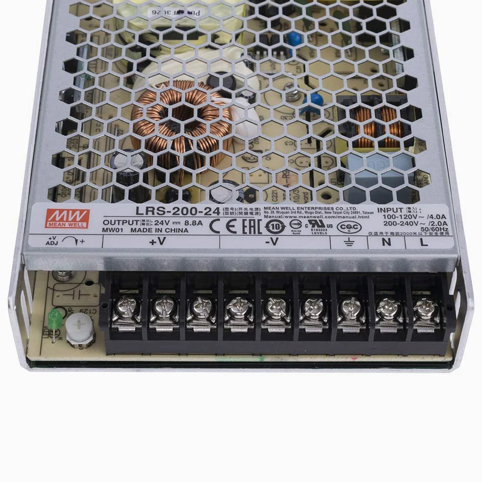 Mean Well LRS-200-24 Bloc d'alimentation 211 W 24 V 8,8 A plat 30 mm 1HU Boîtier métallique encastrable