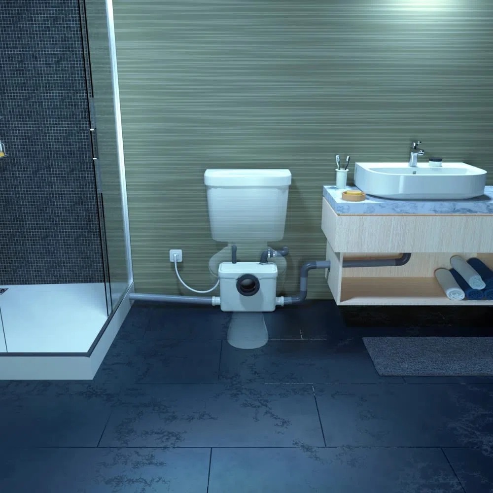 3 - Broyeur WC Adaptable avec Connexions pour Douche, Lavabo et Bidet, Installation Facile, Relevage 3m Vertical, 30m Horizontal, 400W, Fabrication Française, Garantie 3 Ans