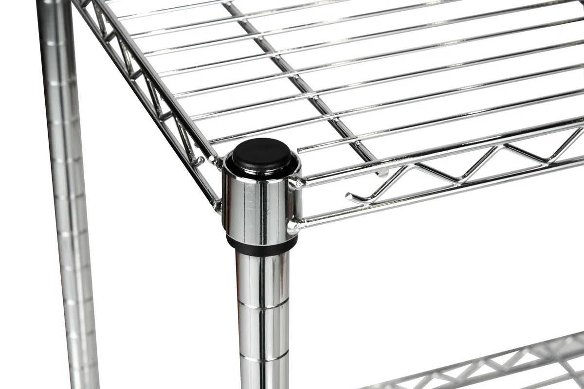 Floordirekt | Everest | Étagère de Rangement multifonctionnelle | Idéale pour la Cuisine, la Salle de Bains | Capacité de Charge : 70 kg par étagère | Chrome, 60 x 35 x 90 cm | 3 étagères