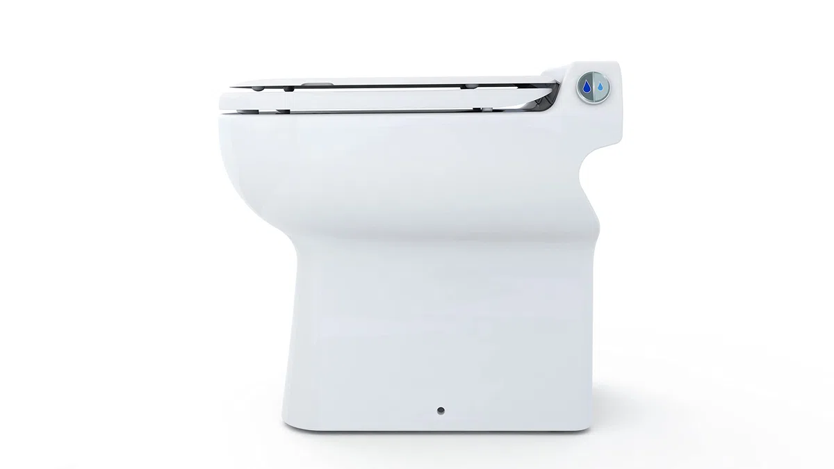 Design - WC Broyeur rectangle Double Chasse Éco, Cuvette Anticalcaire, Abattant Antibactérien, Puissant, Relevage 3m Vertical, 30m Horizontal, 500W, Fabrication Française, Garantie 2 Ans