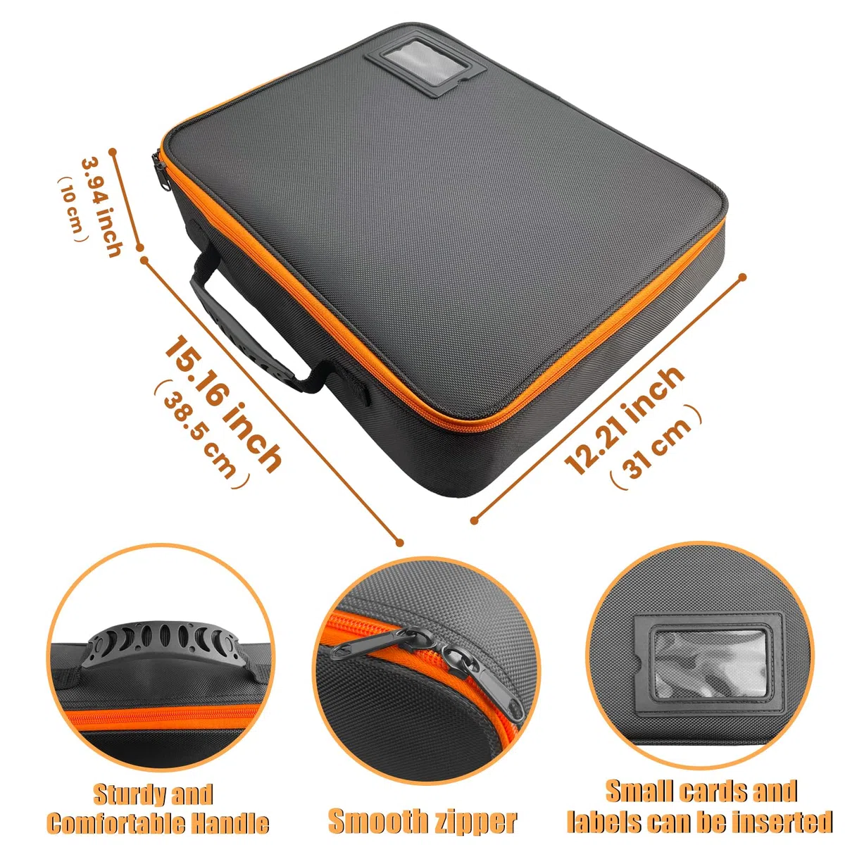 38.5 x 32 x 10 cm Caisses à Outils avec Cloisons Réglables - Grande Mallette Rigide Portable pour Batteries/Chargeurs, Boîtes Sacs Porte-outils pour, Rangement Étanche Antipoussière Antichoc