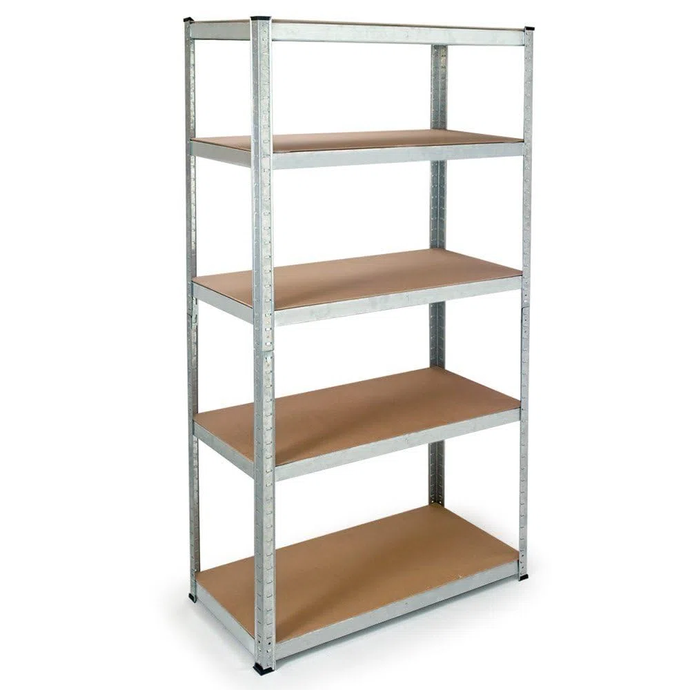 Étagère Rangement, 90 x 180 cm - Étagère Garage, Modulable, Métal Galvanisé, 5 Niveaux - Étagère Charge Lourde, 175 kg/Plateau - Établi Atelier Garage - Montage Sans Vis - 40 cm - Gris